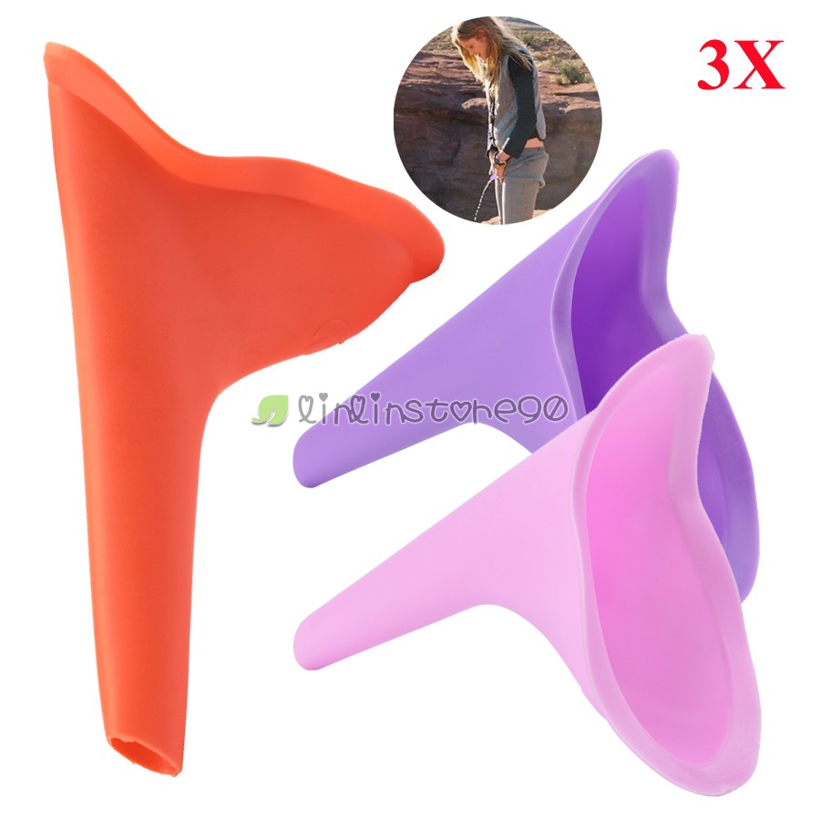 3x Portable Female Woman Ladies Urinal Urine Silicone Funnel Camping Travel