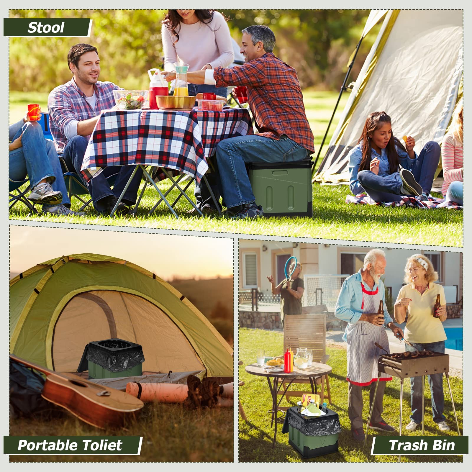 Portable Foldable Camping Toilet for Adult, Large Travel Porta Potty for Men&…