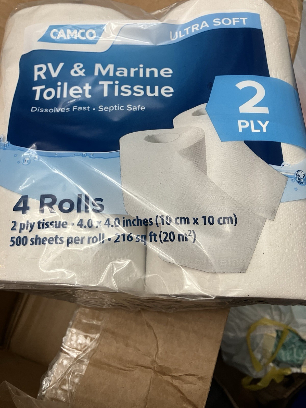 Camco 40278 2-Ply Toilet Tissue for RV Marine Boat Camping Hiking – (4) Rolls