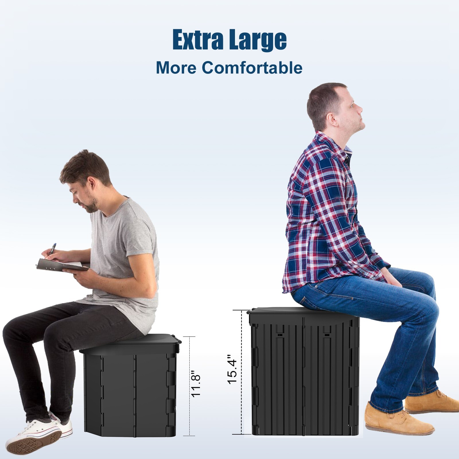 XL Foldable Portable Camping Toilet with Detachable Phone Shelf and Paper Holder