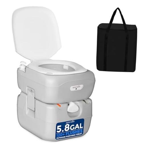 5.8 Gal Portable Camping Toilet with Carry Bag & Level Indicator | Self