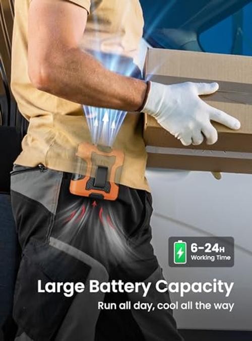Waist Clip-on Shirt Fan, 100 Levels of Speeds, 24H Use Time | Cool Clip Orange