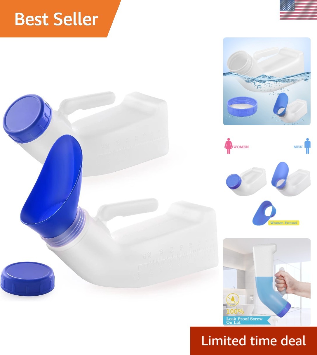 Hygienic Portable Urinal for Camping & Outdoor – Unisex Design, 33.8 oz Capacity
