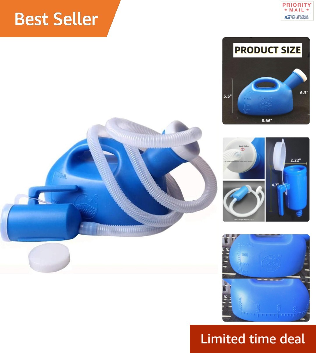 Men’s 2000ml Urinal with Tube Durable Plastic and Easy to Clean for Hospital Use