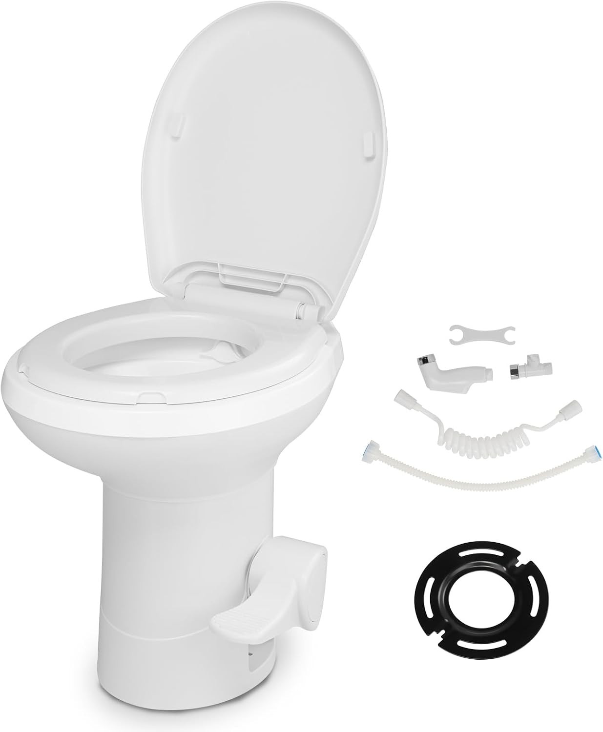RV Toilet Gravity Flush Toilet W/ Foot Pedal Flush Standard Height Gravity