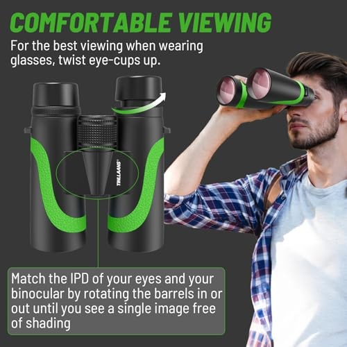 Green 15×55 UHD Binoculars for Adults – High Powered with Phone Adapter – Large