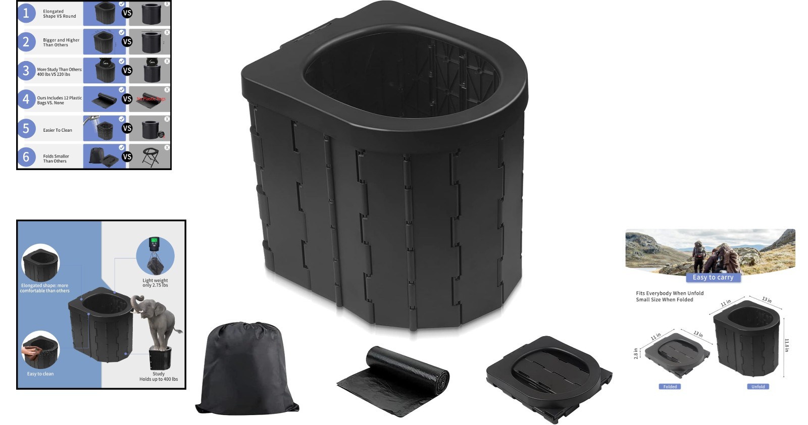 Lightweight Travel Commode – Perfect for Camping, Hiking, and Outdoor Adventures