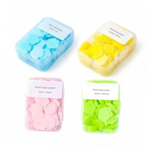 4 Different Scented Mini Fresh Portable Disposable Petal Hand Wash Sheets,