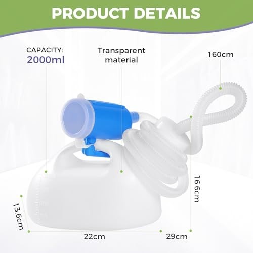 2000ML Portable Urinal Bottle for Men – Spill Proof, Large Pee Container for Tra