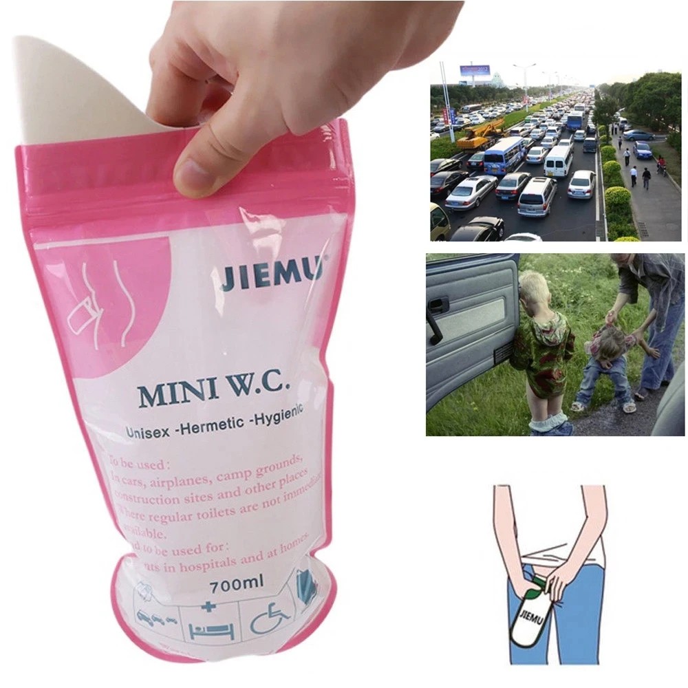 4P 700ml Portable Emergency Urinal Bag Unisex Disposable Car Travel Vomit Toilet