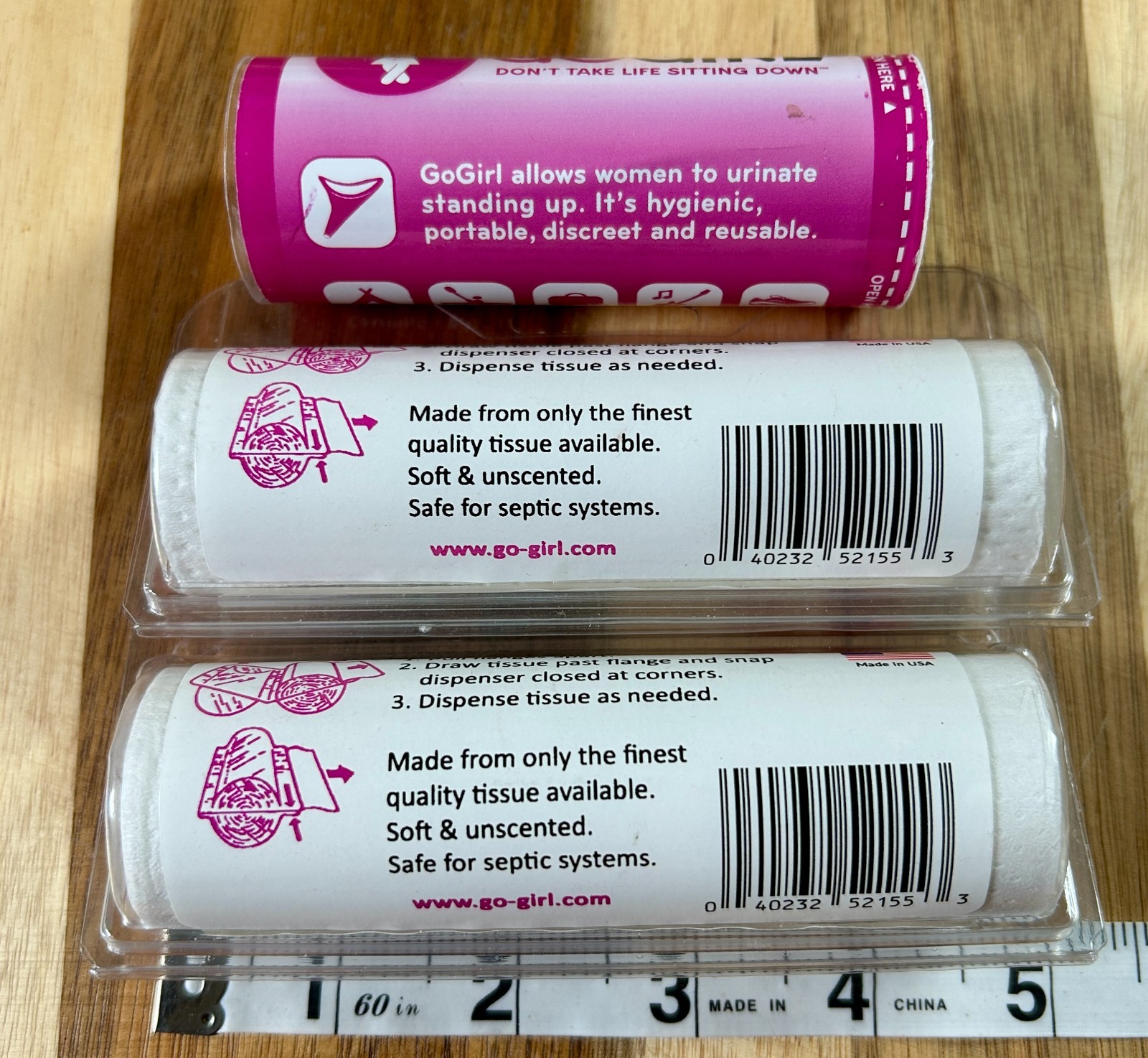 Go Girl Female Urination Device (FUD) & 2 Travel Toilet Paper Camping Hiking