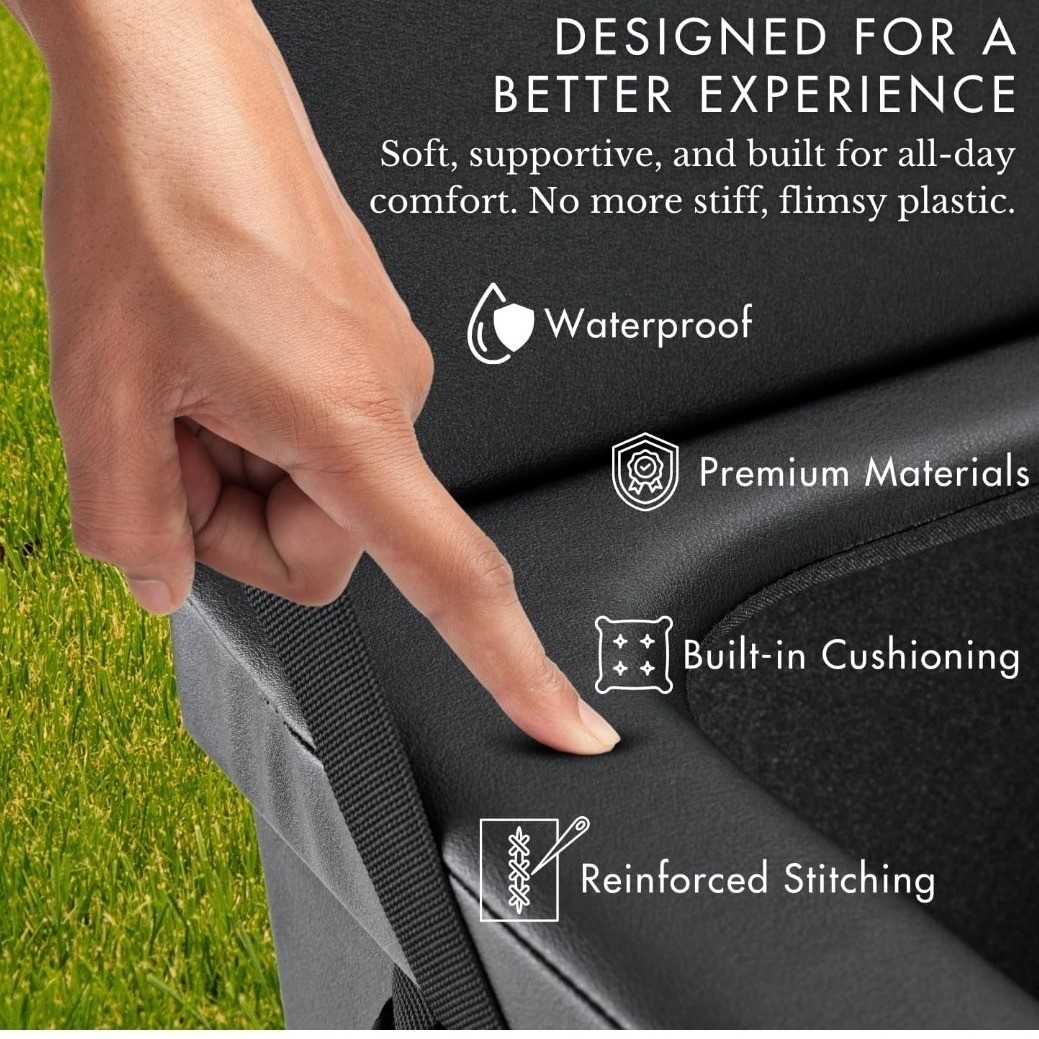 EverVenture Portable Camping Toilet Unisex XL Black Padded Vegan Leather 80D NWT