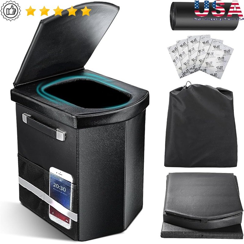 XL Portable Camping Toilet Collapsible Travel Potty Waste Bags Outdoor Use