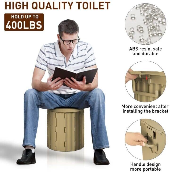 Portable Camping Folding Toilet with Pop-Up Privacy Tent 400 Lb Camping Bathroom