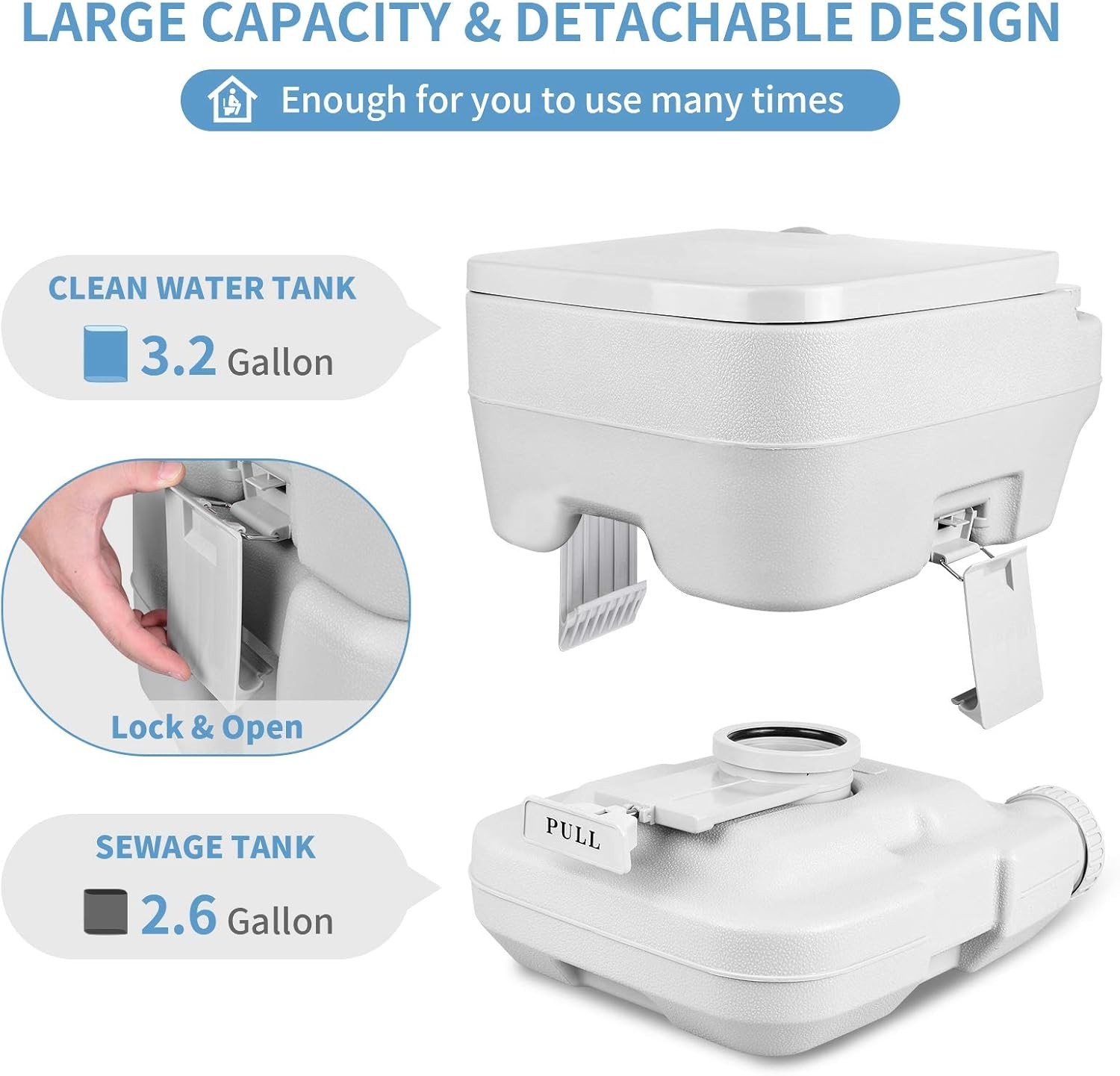 Lightweight RV Toilet with 2.6 Gallon Tanks – Perfect for Camping & Adventures