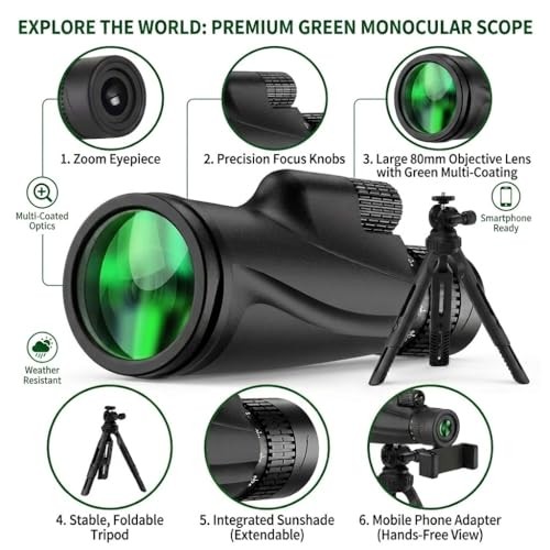Monocular-Telescope 80×100 High Powered Monoculars High Definition for black