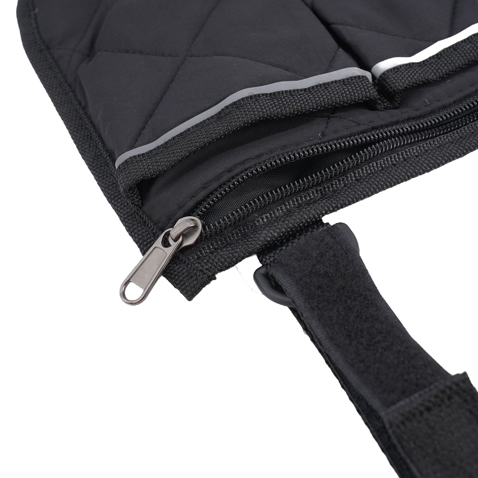 Camping Chair Armrest Storage Bag with Reflective Strip Black