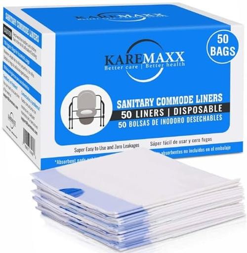 Disposable Potty liners – 50, Bed side commode Liners, 1 Count (Pack of 50)