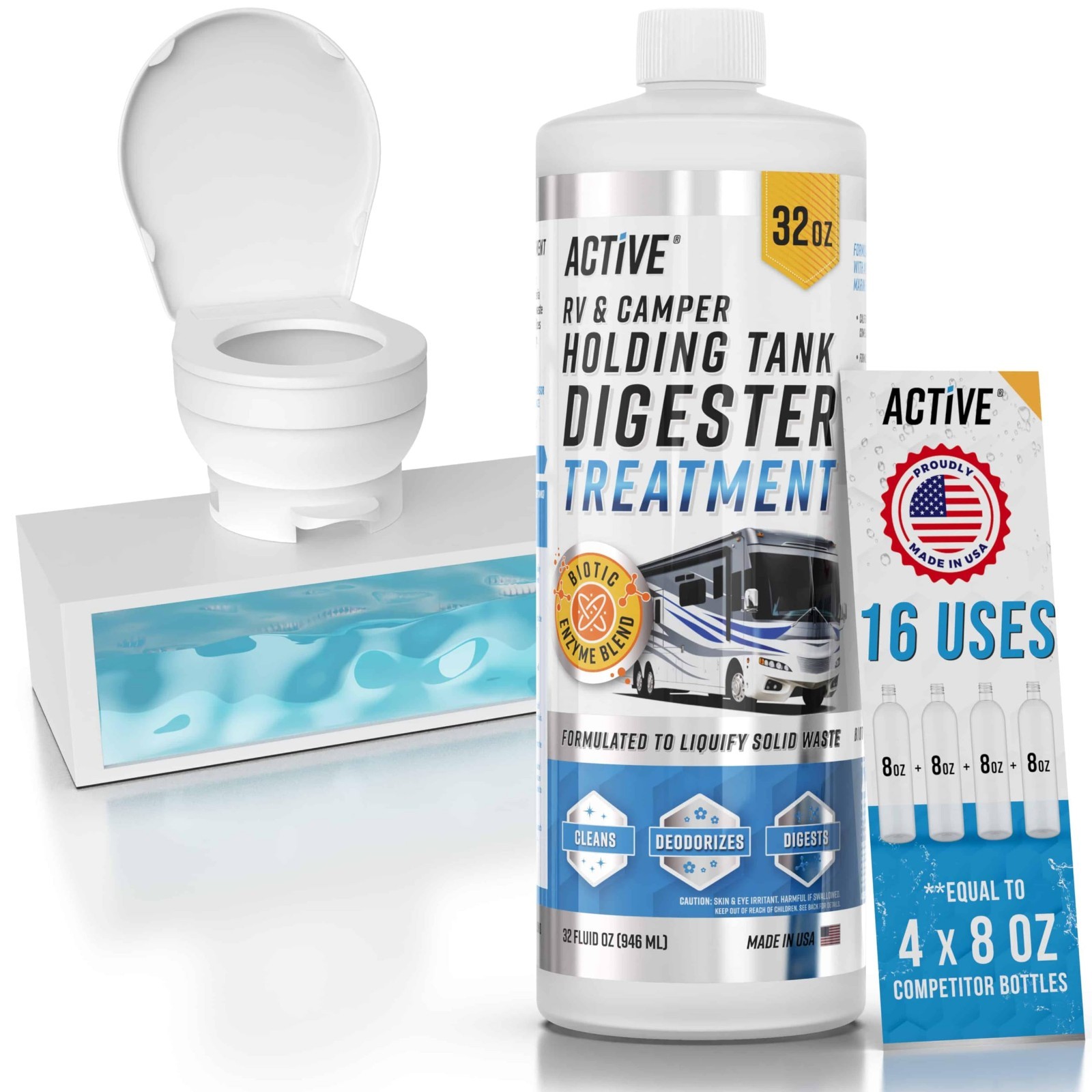 16 Treatments RV Black Tank Treatment – Waste Digester & Deodorizer for Campers,