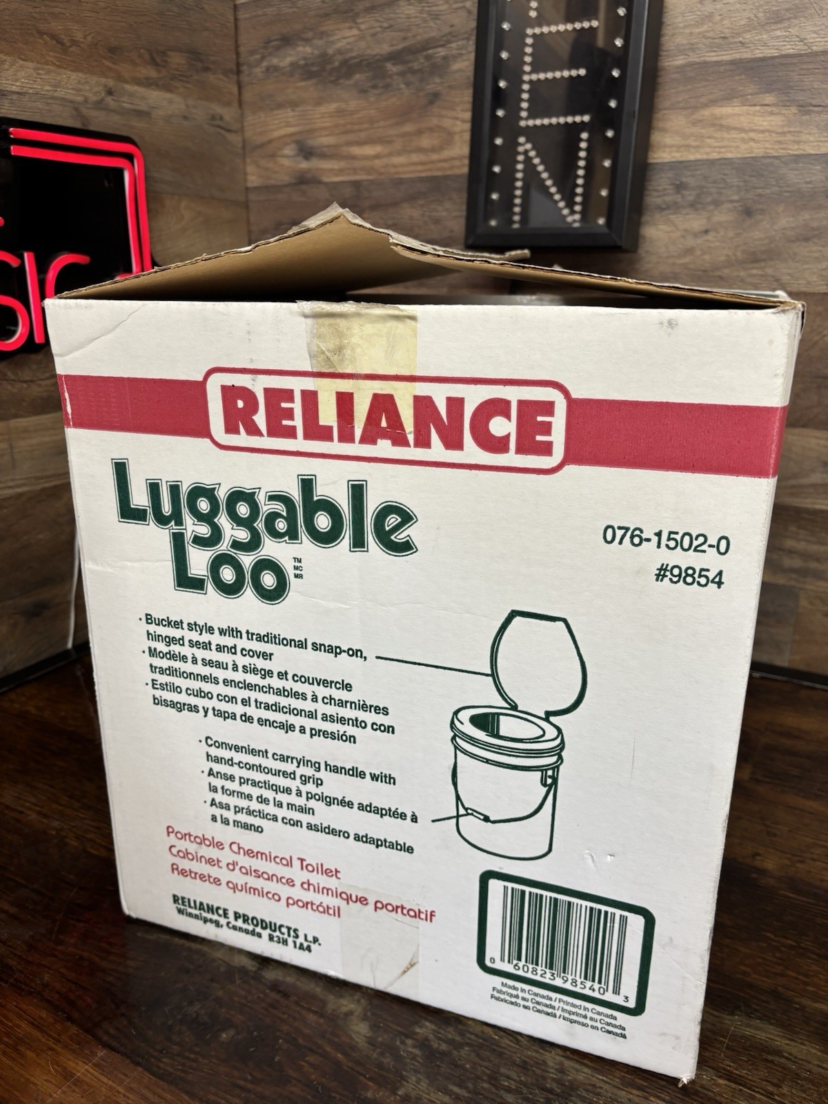 Reliance Luggable Loo Potty Seat & Cover White Made In Canada NEW OPEN BOX