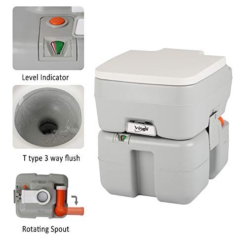 Portable Camping Toilet 5.3 Gallon Detachable Holding Tank with Carrying Bag