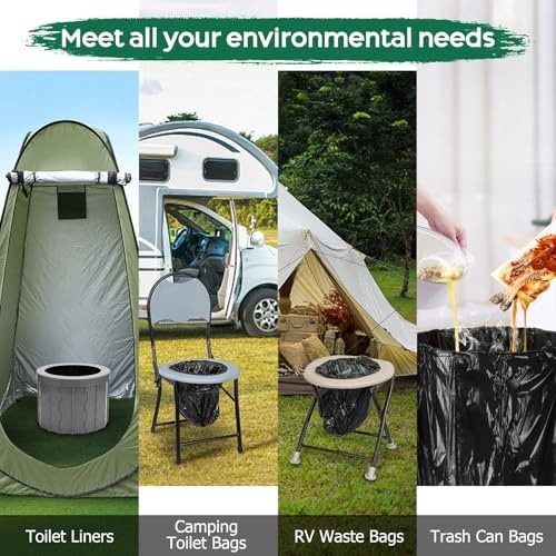 120 Portable Camping Toilet Bags, Biodegradable Compostable 5-8 Gallon Emerge…