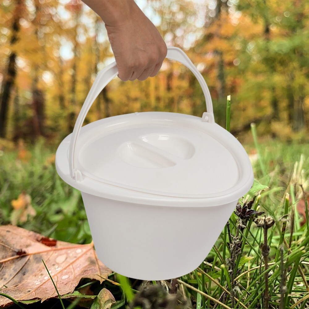 Grey Camping Portable Toilet Travel Outdoor RV Commode Potty+Tissue Box Non-Slip