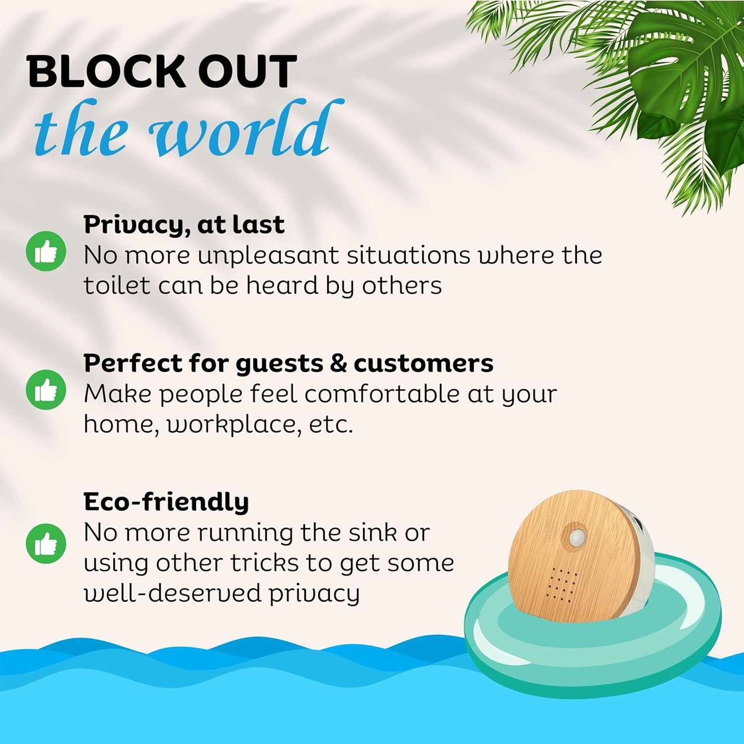 Bathroom Noise Blocker, Automatically Plays Relaxing Water Sounds For Bathroom
