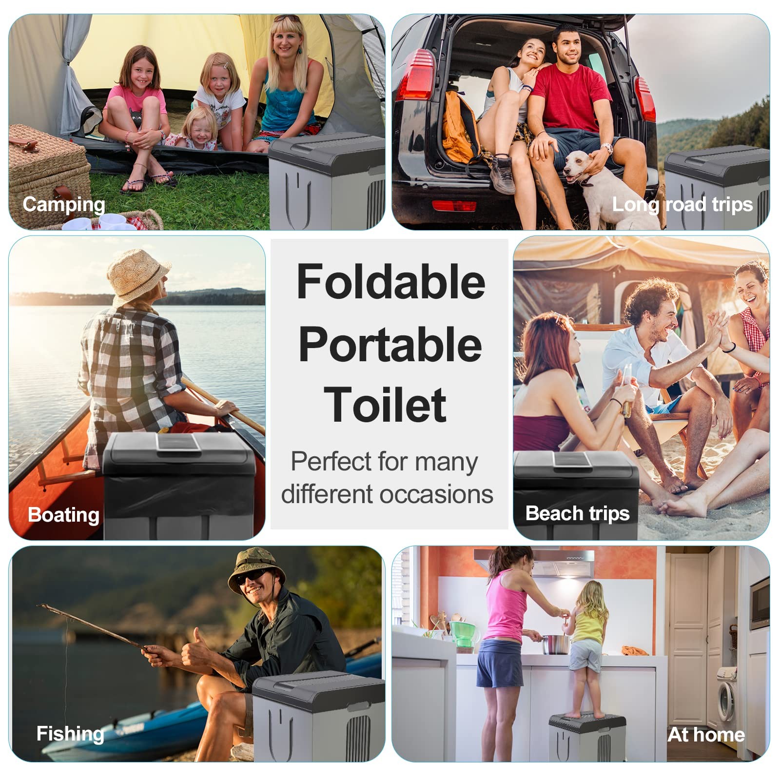 XXL Portable Foldable Toilet for Camping, Hiking, Boating, Travel, and Home Use