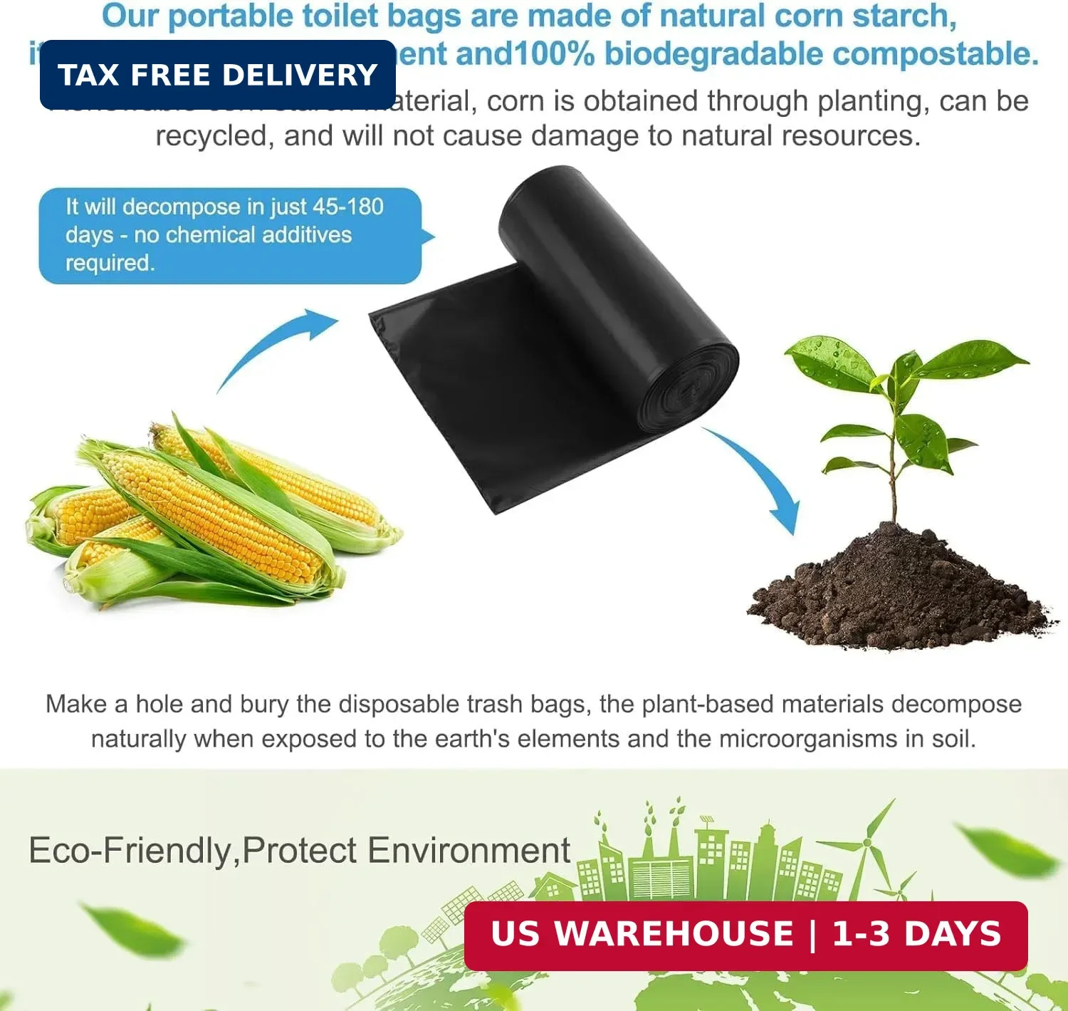 25 Portable Toilet Bags, Thick Biodegradable Camping Toilet Bags for Portable Po