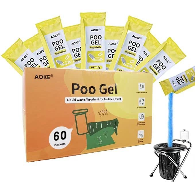 Portable Toilet Powder 60 Pack Poo Gel For Camping Eco Absorbent Gel Liquid Wast