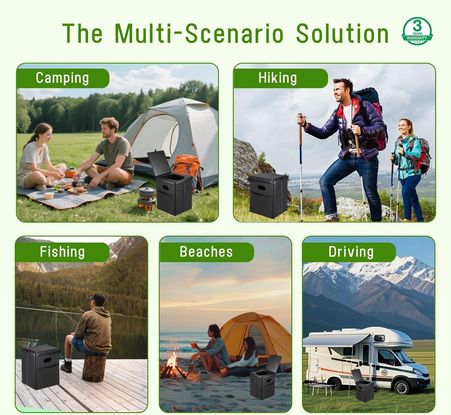 Panmout 16.5″ XL Portable Toilet for Camping, Foldable Travel Toilet for Adults