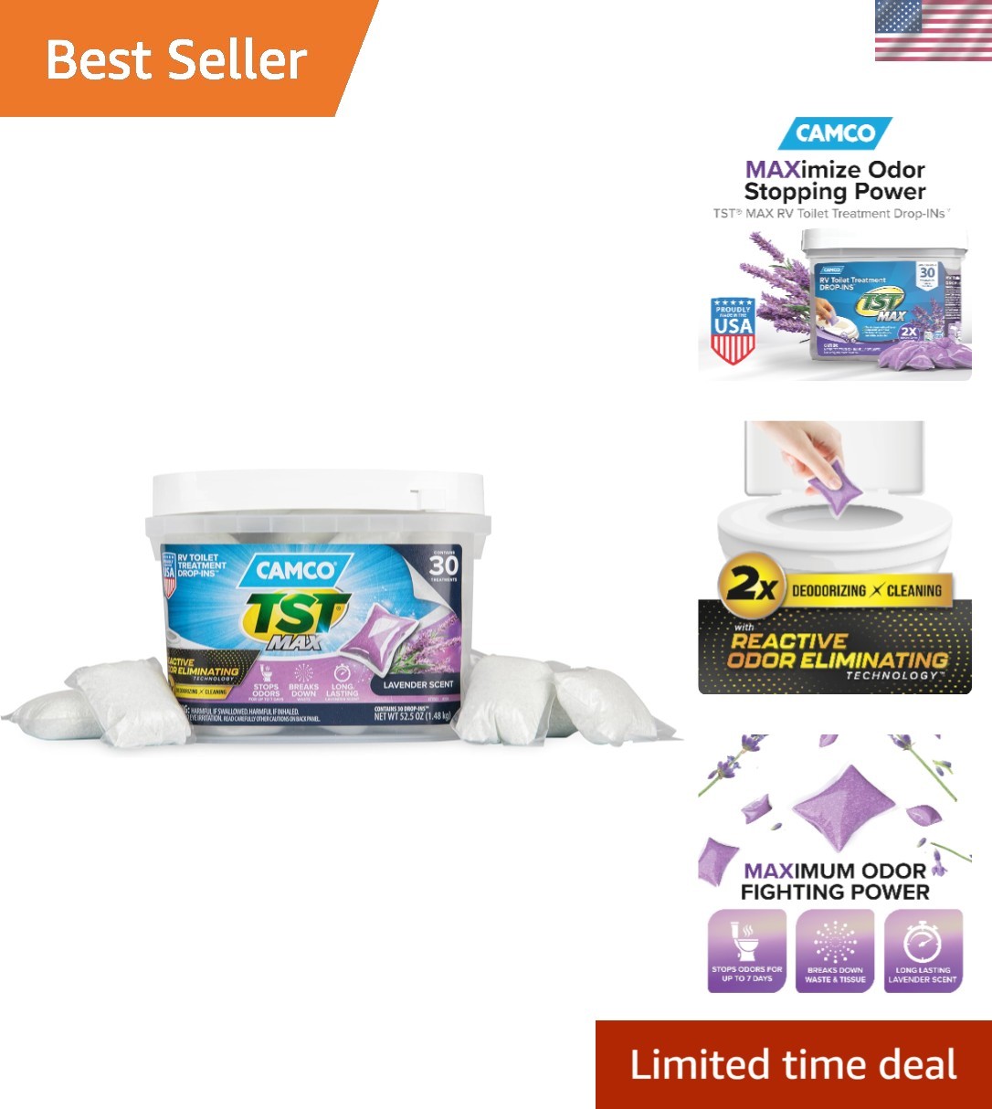 TST MAX RV Toilet Treatment Drop-INs – Lavender Scent – 30-pack