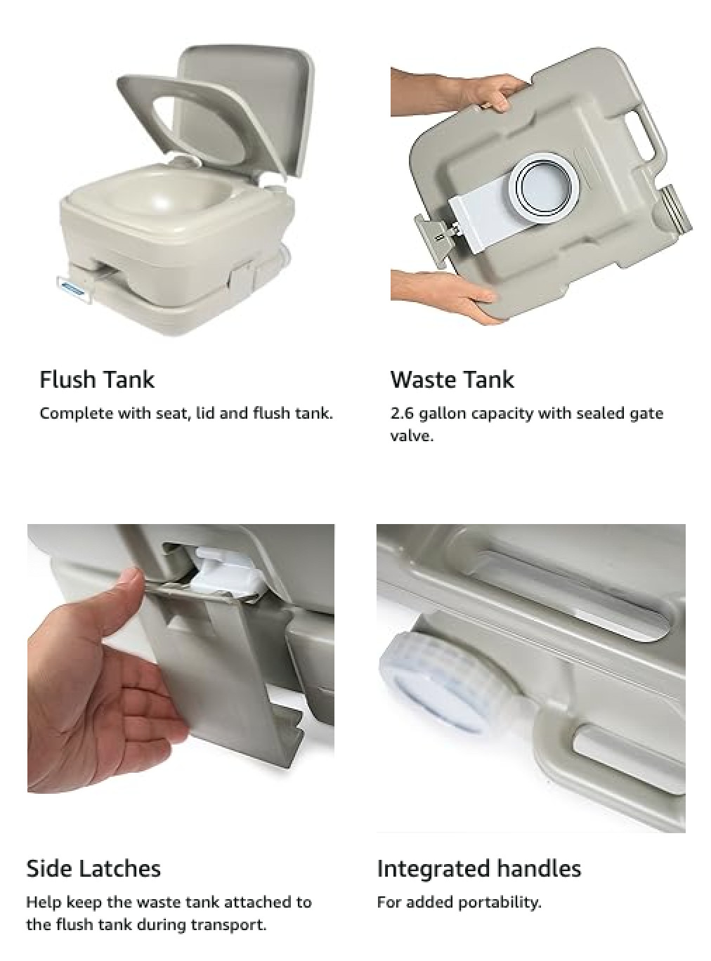 Camco 2.6 Gallon Portable Toilet 41531 For Camping RV Boating Road Trips Compact