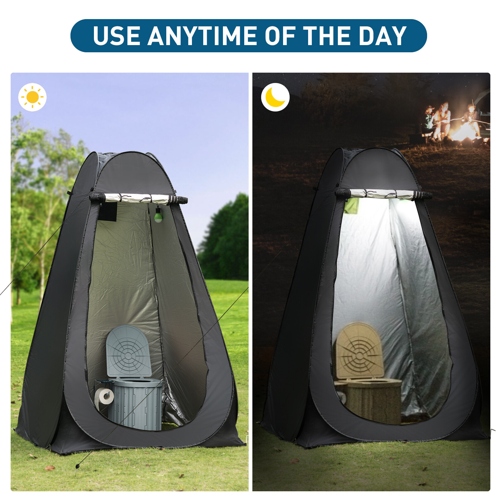 Portable Camping Toilet with Pop-Up Privacy Tent Outdoor Portable Folding Toilet