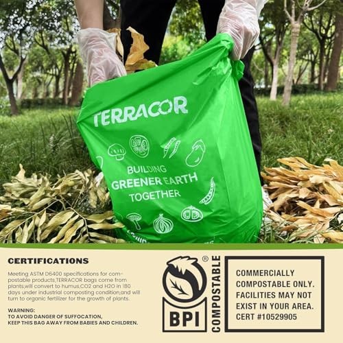 13 Gallon Compostable Trash Bags, 40 Bags Compost Bags Flat Top-13Gal-40 Bags