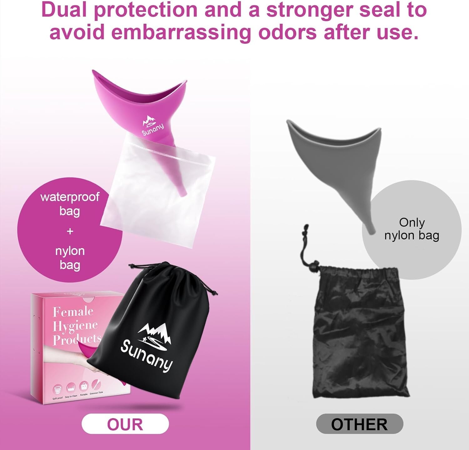 Lightweight Female Pee Funnel with Drawstring Bag – Stand and Pee Anywhere!