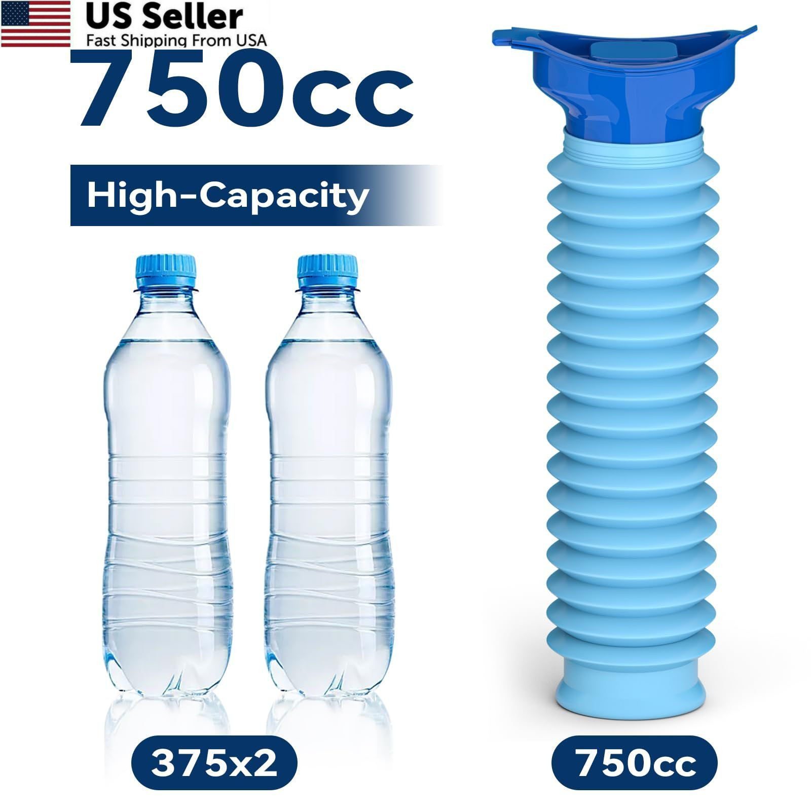 Pee Bottles for Men, Adjustable Emergency Urinal 750ml, Car One Size, Blue