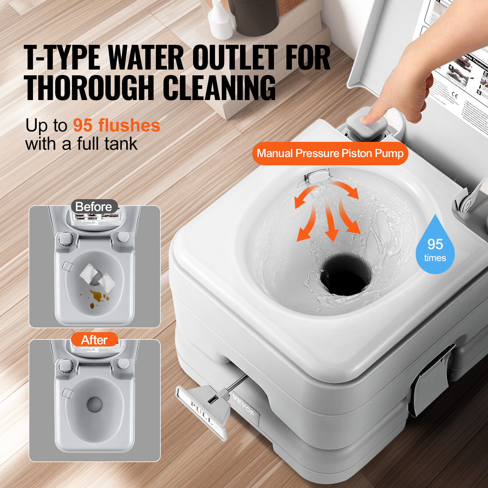 VEVOR Portable Toilet Caravan Commode Porta-Potty Indoor Camping Travel