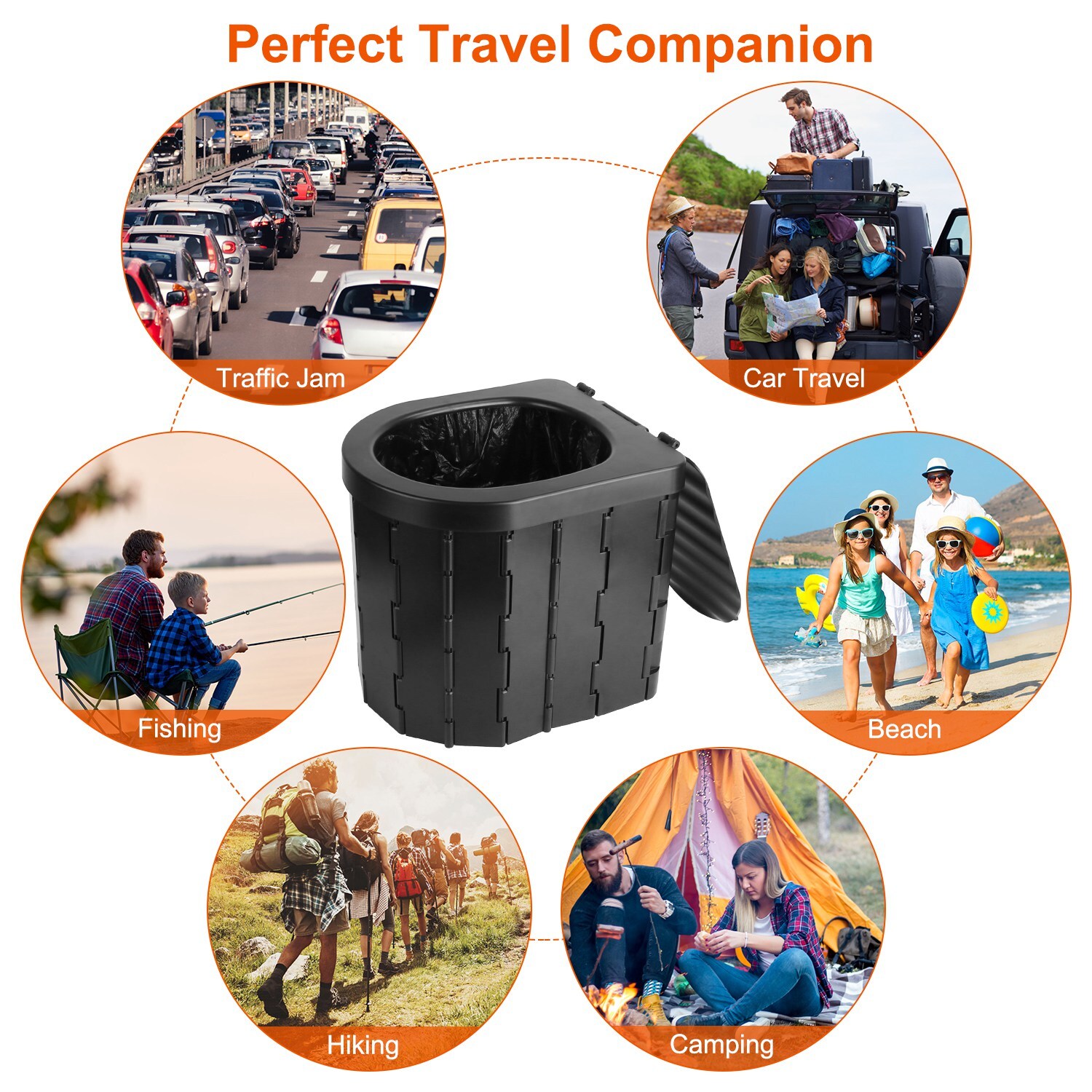 Upgrade XL Portable Folding Toilet for Camping, Compact Camping Potty with lid