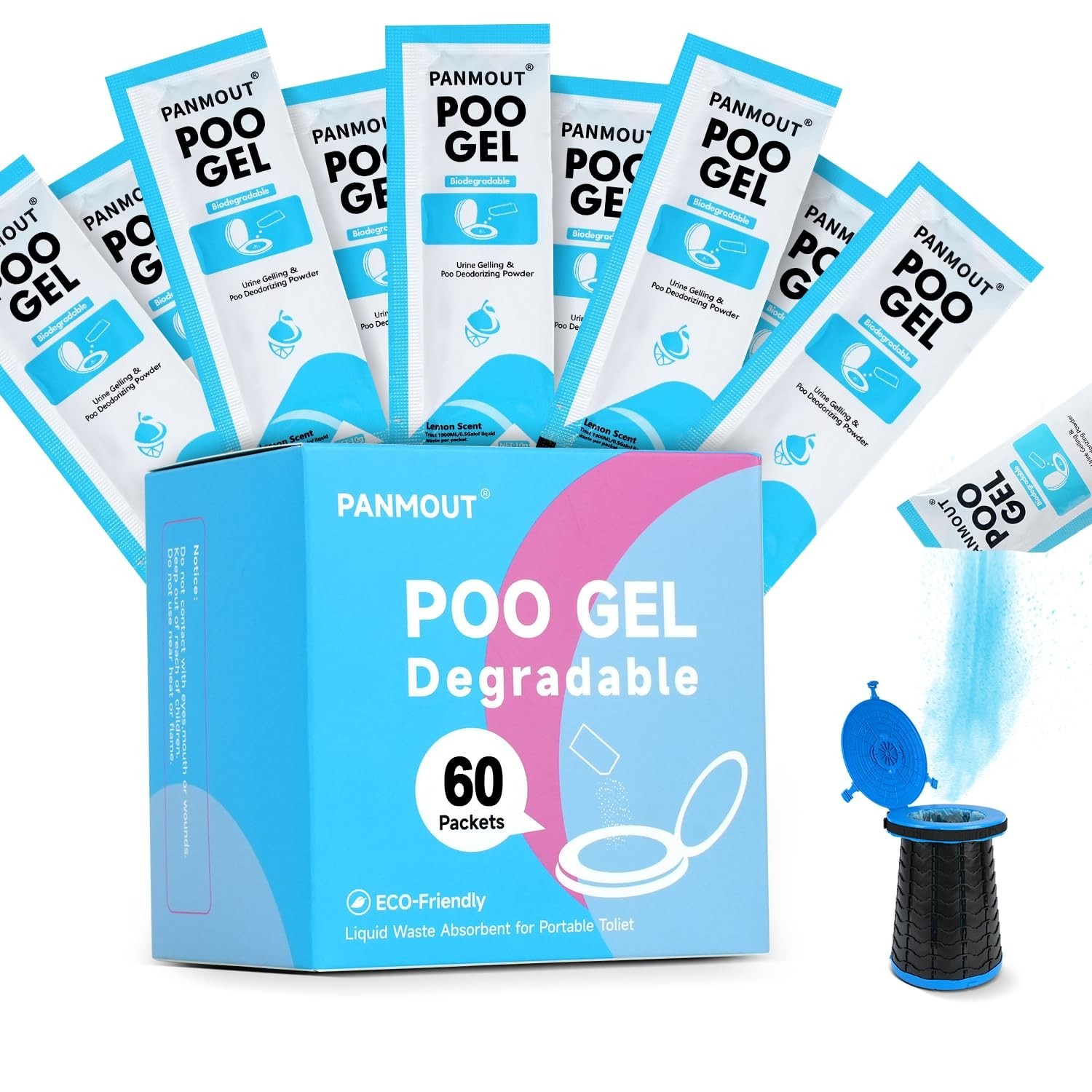 40Packs Poo Gel for Portable Toilet, Absorbent Poo Powder for Liqui… Fast Ship