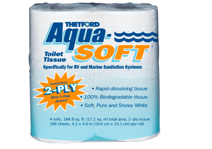 RV Toilet Paper Tissue Bathroom Aqua-Soft Bath Supply Sanitation Systems 4 Rolls