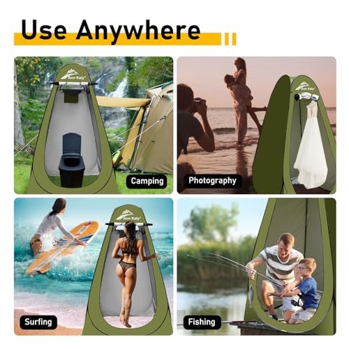Portable Toilet with Pop Up Privacy Tent,XL Large Portable Toilet Green+Black