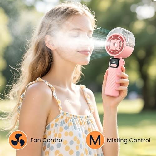 Handheld Misting Fan, Portable Personal Fan with Pink Handheld Misting Fan pink