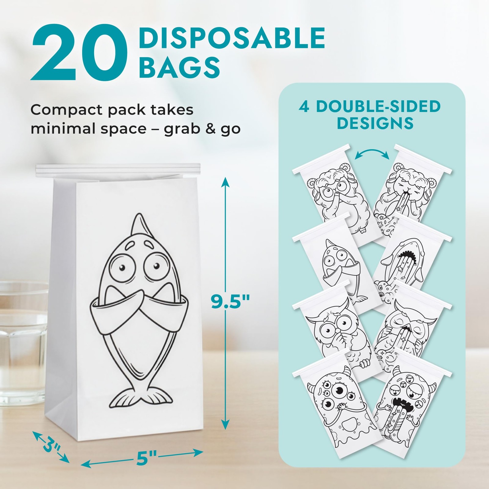 50 Pack Disposable Vomit Bags for Car Motion Sickness Barf Throw Up Puke