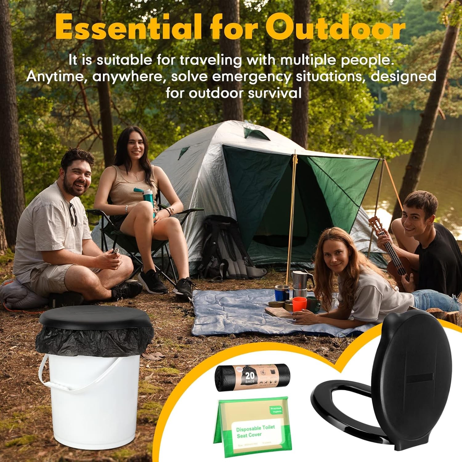 Glenmal 5 Gallon Bucket Toilet Seat with Lid Camping Bucket Toilet Seat with