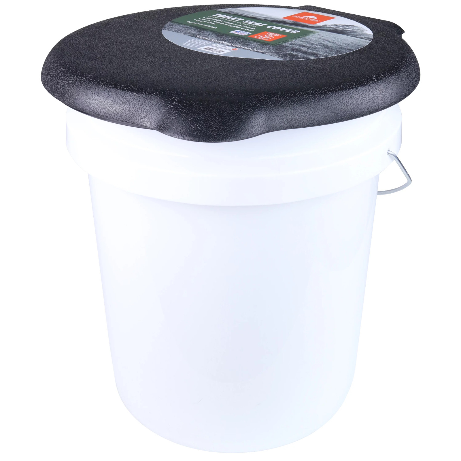 Portable Outdoor Snap on Toilet Seat Cover with Folding Lid for 5 Gallon Buckets