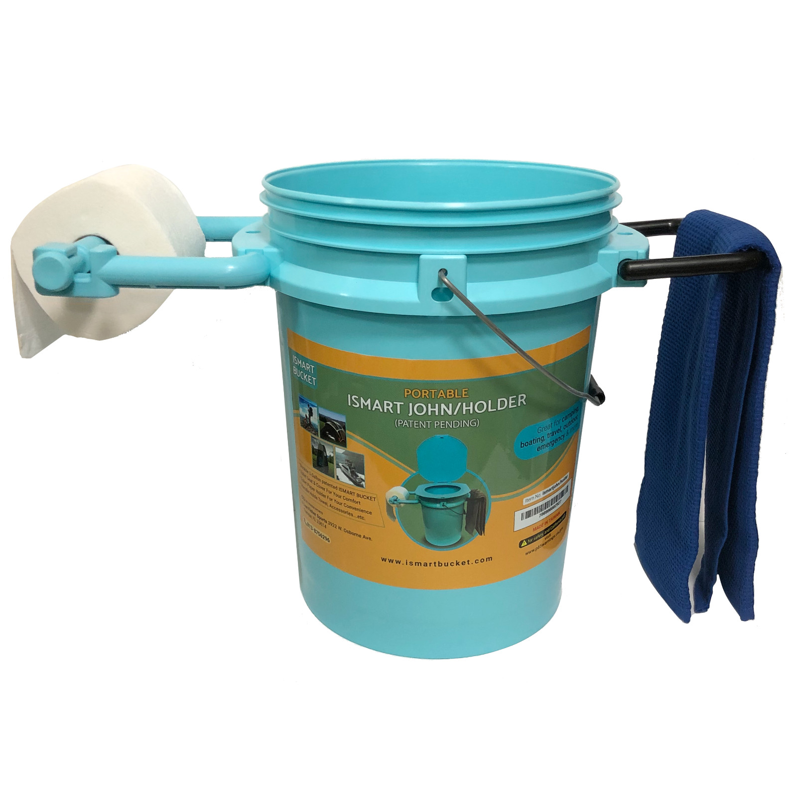 ISMART JOHN-PORTABLE TOILET WITH ACCESSORY HOLDER(Paper, Towel not include)