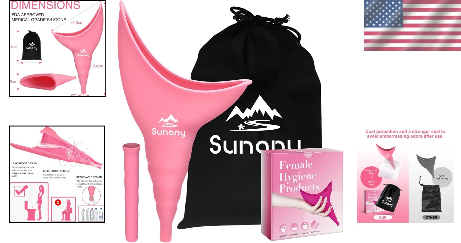 Lightweight Female Urinal with Drawstring Bag – Ideal for Outdoor Adventures