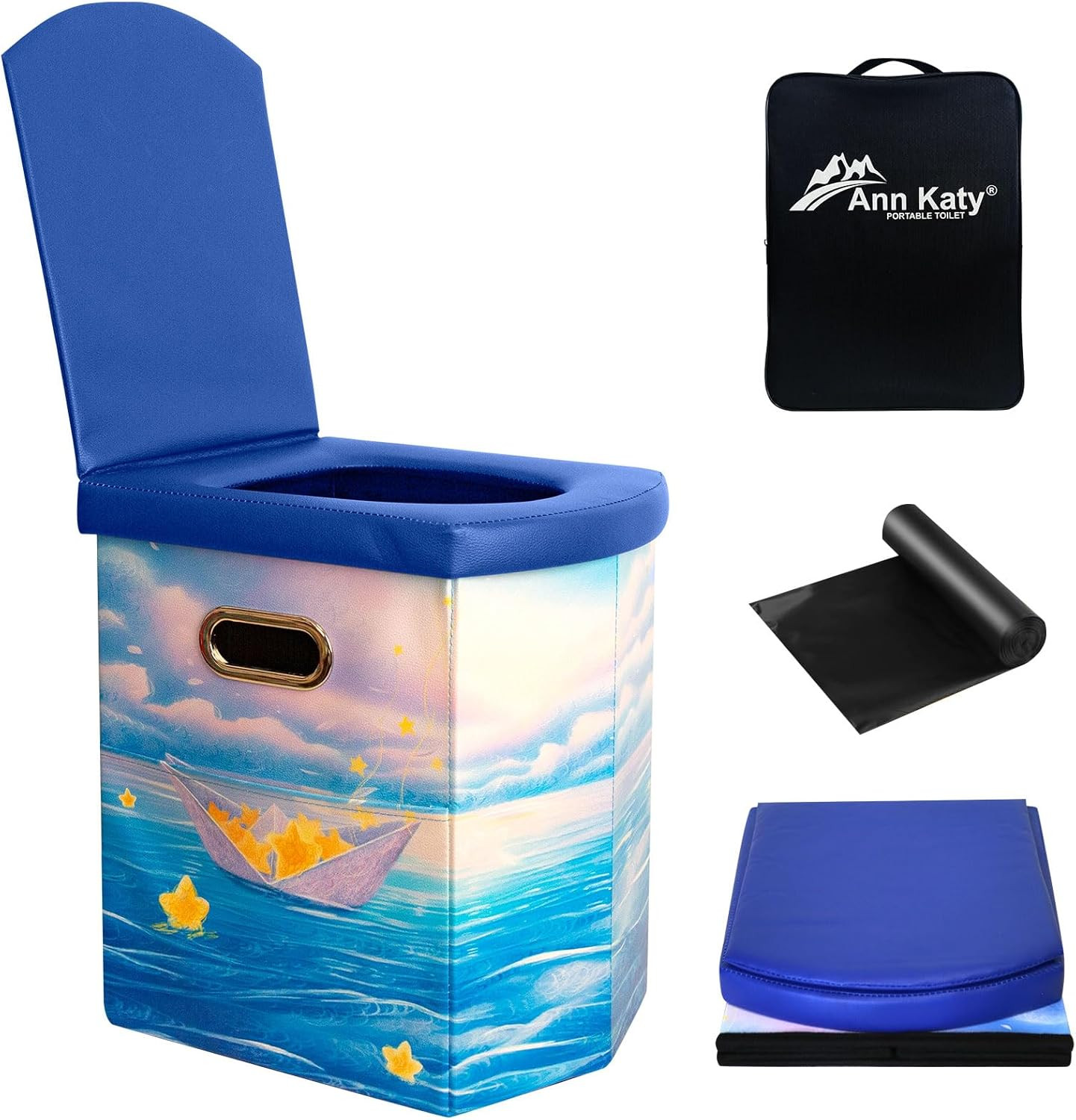 Upgrade XL Portable Toilet for Adults, Extra Large Portable Travel Floding Toile